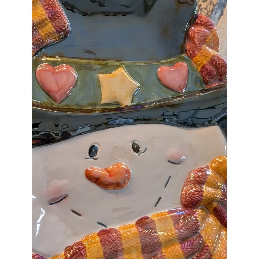 Snowman‎ Iridescent Plate/ Candy Dish